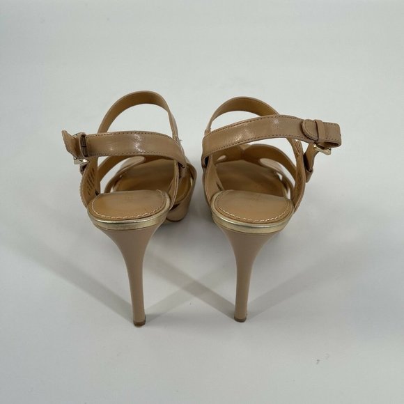Nine West Tan Strappy Sandal Heels Sz 9 - Picture 8 of 8